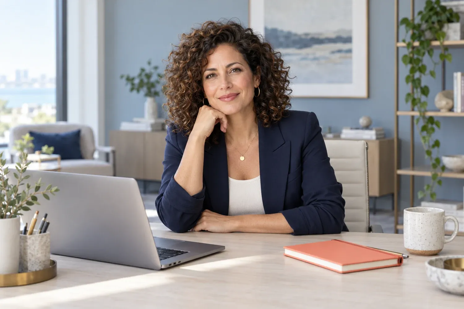 A creative entrepreneur in a bright modern office