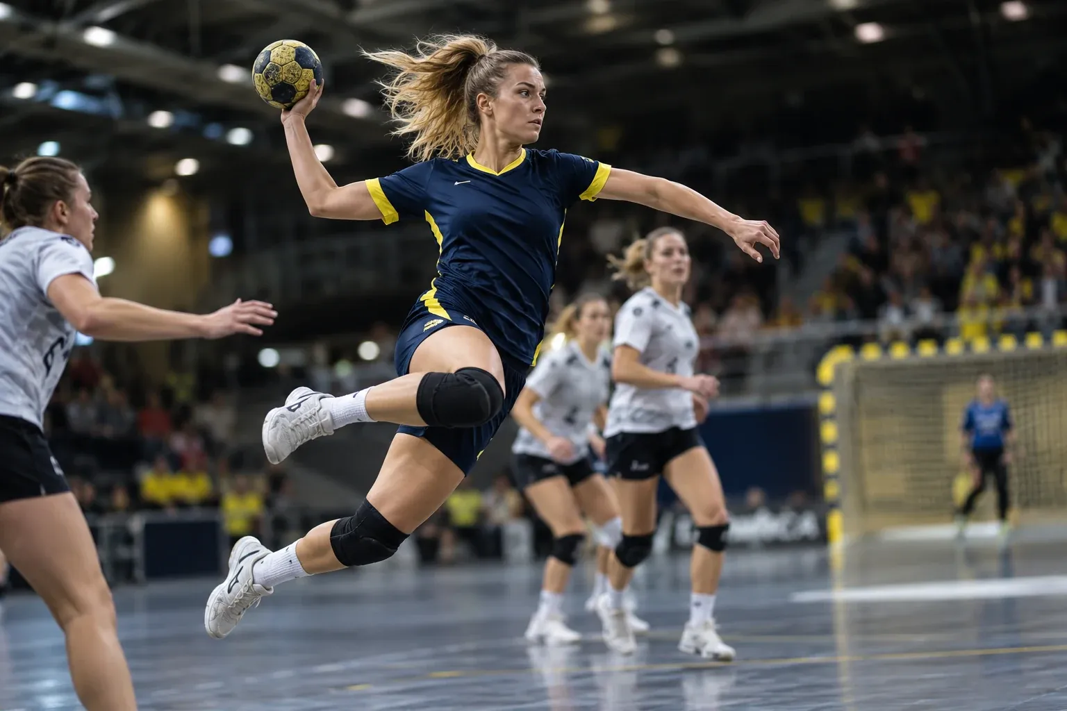 Handball player in a jump shot